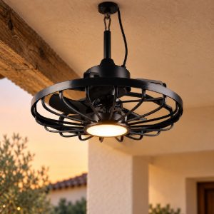 Ventilatore da soffitto con luce led 20w cct 2700k 6500k con telecomando ip44 da esterno nero