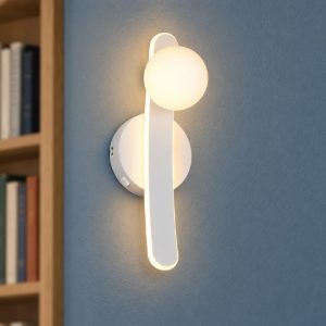 Applique per comodino camera da letto led 11w cct 2300k 3000k 4000k bianca braccio curvo sfera in vetro