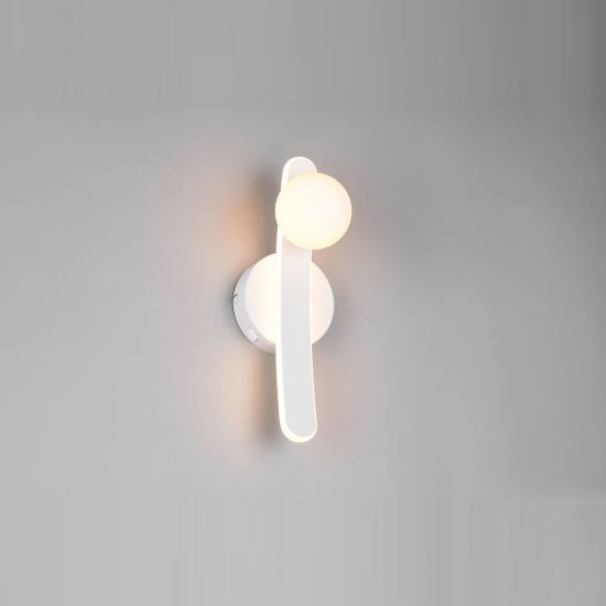 Applique per comodino camera da letto led 11w cct 2300k 3000k 4000k bianca braccio curvo sfera in vetro