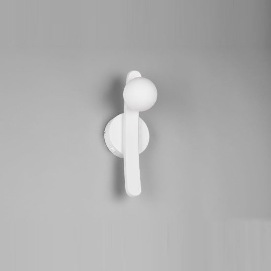 Applique per comodino camera da letto led 11w cct 2300k 3000k 4000k bianca braccio curvo sfera in vetro