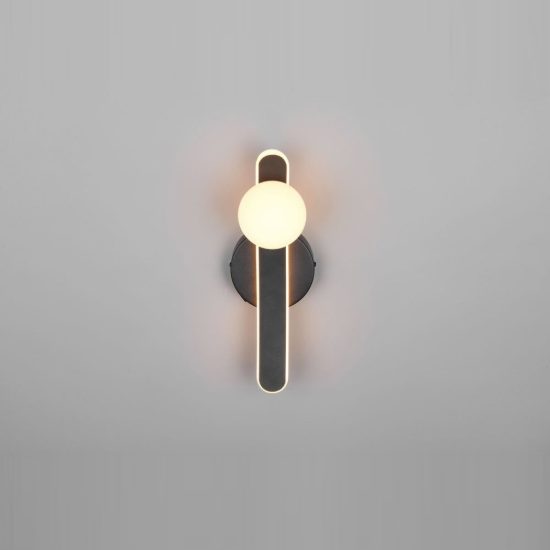 Applique per comodino camera da letto led 11w cct 2300k 3000k 4000k nera braccio curvo sfera in vetro