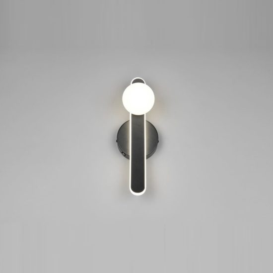 Applique per comodino camera da letto led 11w cct 2300k 3000k 4000k nera braccio curvo sfera in vetro