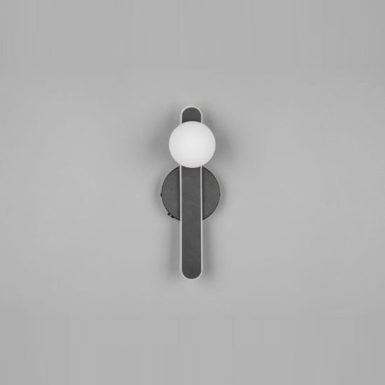 Applique per comodino camera da letto led 11w cct 2300k 3000k 4000k nera braccio curvo sfera in vetro