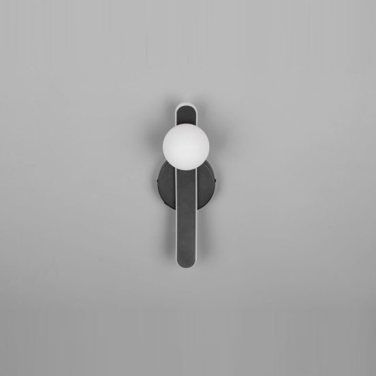 Applique per comodino camera da letto led 11w cct 2300k 3000k 4000k nera braccio curvo sfera in vetro
