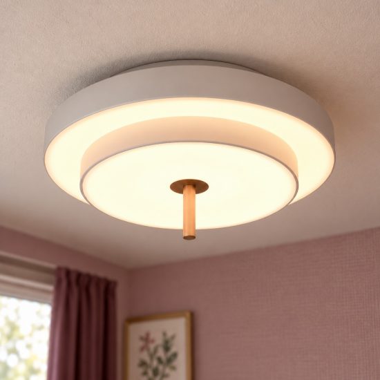 Plafoniera led 34,5w cct 2300k 3000k 4000k moderna rotonda grigio caldo caffe a dischi sovrapposti