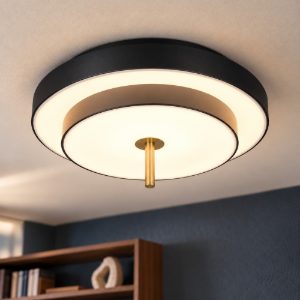 Plafoniera led 34,5w cct 2300k 3000k 4000k moderna rotonda nera caffe a dischi sovrapposti