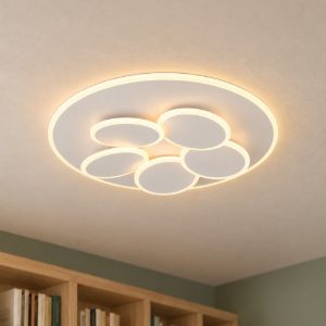 Plafoniera led 35w cct 2700k 6500k con telecomando rotonda bianca con cerchi luminosi