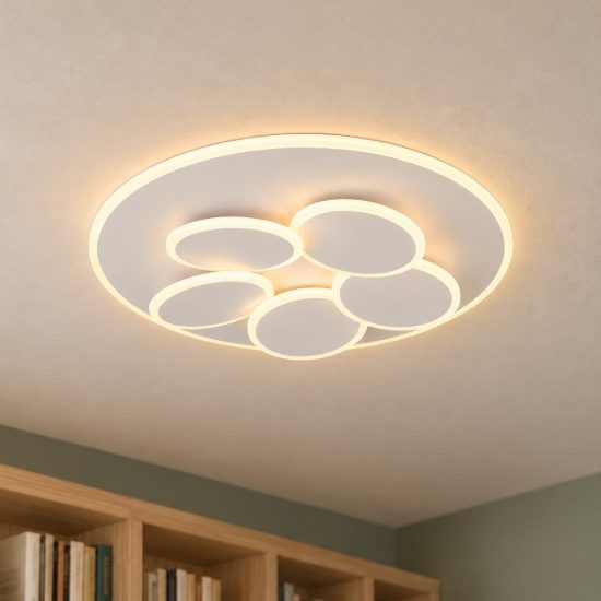Plafoniera led 35w cct 2700k 6500k con telecomando rotonda bianca con cerchi luminosi