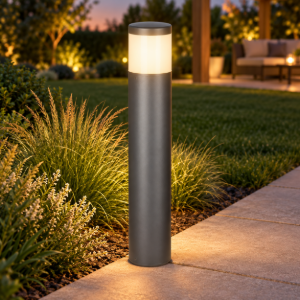 Lampione da giardino ip65 h65cm moderno grigio scuro