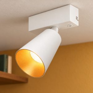 Applique per comodino camera da letto bianca con anello intercambiabile bianco o oro interruttore