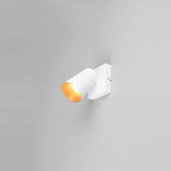 Applique per comodino camera da letto bianca con anello intercambiabile bianco o oro interruttore