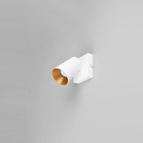 Applique per comodino camera da letto bianca con anello intercambiabile bianco o oro interruttore