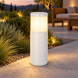 Lampione basso da giardino ip65 moderno bianco h35 cm