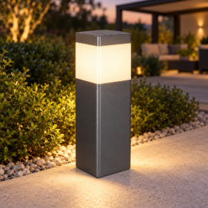 Lampioncino da giardino h35cm moderno ip65 grigio scuro squadrato