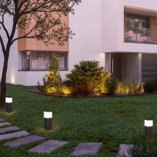 Lampioncino da giardino h35cm moderno ip65 grigio scuro squadrato