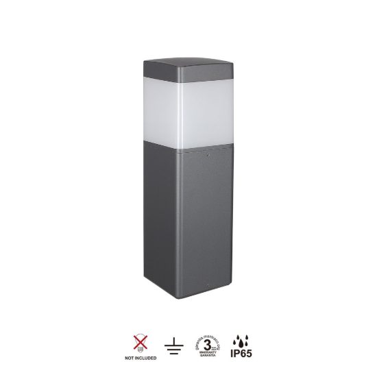 Lampioncino da giardino h35cm moderno ip65 grigio scuro squadrato
