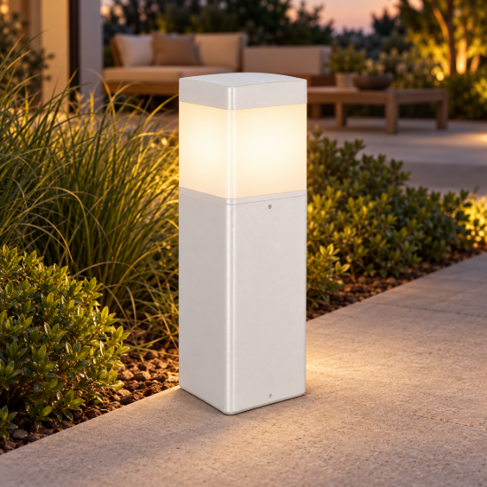 Lampione basso da giardino ip65 h35cm moderno bianco