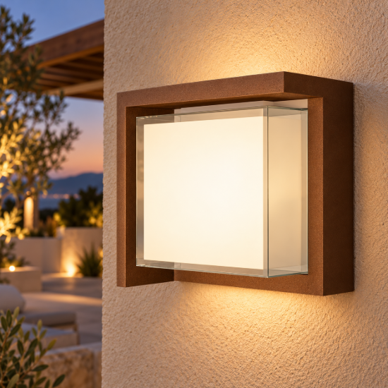 Applique da esterno moderna corten led 15w cct 2700k 4000k ip65