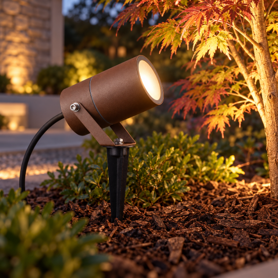 Faretto con picchetto da esterno giardino moderno corten ip65 orientabile