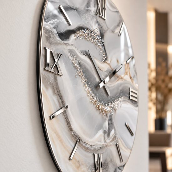 Orologio da parete moderno in resina con cristalli rotondo 60cm