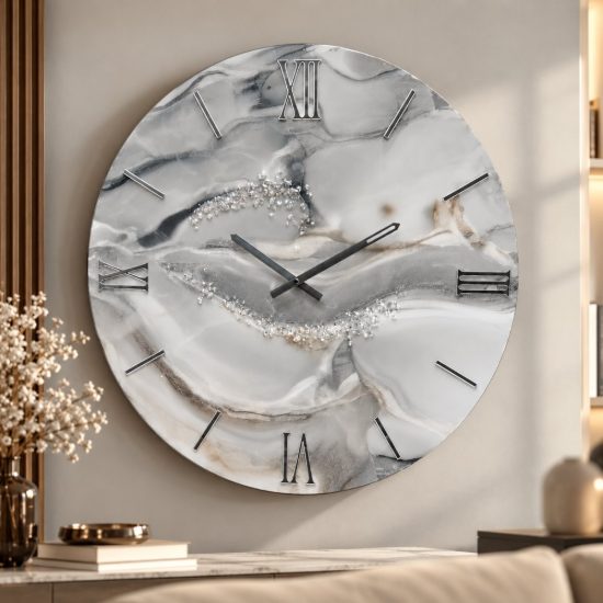 Grande orologio da parete moderno resina con cristalli rotondo 80cm