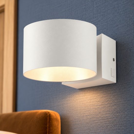 Applique per salotto led 10w cct 2700k 6000k con telecomando orientabile moderna bianca