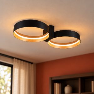 Plafoniera led 36w cct 2700k 6000k con telecomando per soggiorno moderna nera a doppio cerchio