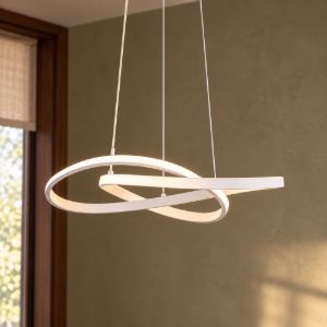 Lampadario a sospensione led 36w 4000k per sala da pranzo moderno bianco dal design curvo