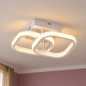 Plafoniera led 7w 4000k moderna bianca con diffusore a doppio quadrato