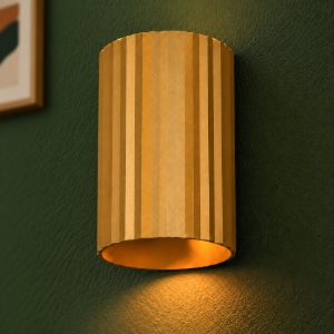 Applique per salotto bi-emissione moderna cilindrica caffe in metallo rigato