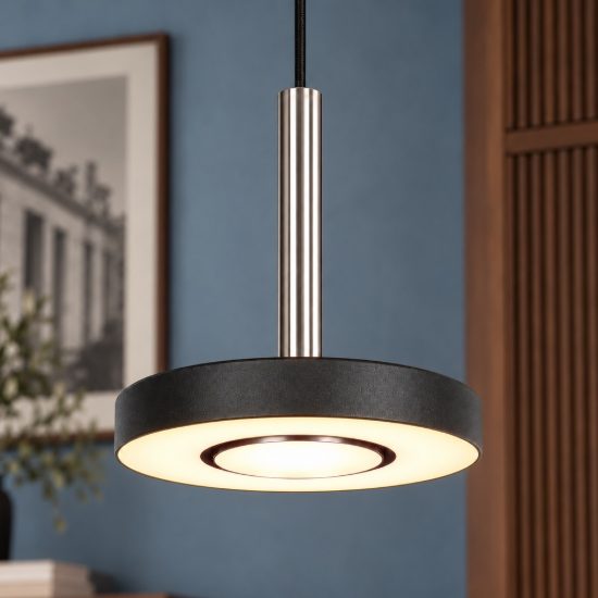 Lampada a sospensione led 8w cct 2300k 3000k 4000k per sala da pranzo orientabile nera nichel opaco