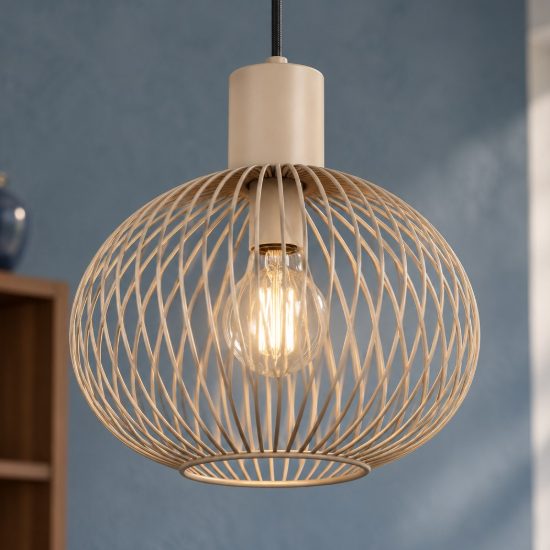 Lampadario a sospensione grande per sala da pranzo moderno sabbia a gabbia