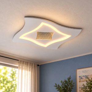 Plafoniera led 21w cct 2700k 6500k rgb con telecomando quadrata bianca effetto infinito