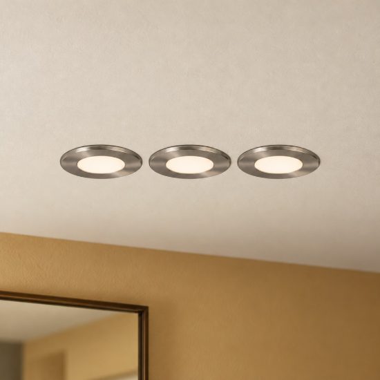 Set 3 faretti da incasso per cartongesso led 3x3,5w cct 2700k 4000k ip65 rotondi nichel opaco
