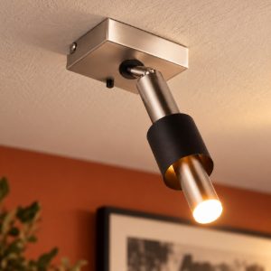 Faretto da soffitto per salotto led 4,5w cct 2300k 3000k 4000k orientabile moderno nichel opaco nero