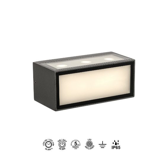 Applique per esterno led 10.5w 3000k ip65 moderna grigio scuro