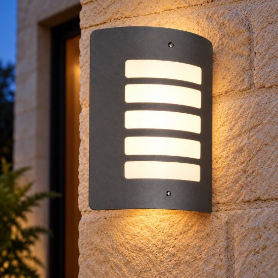 Applique da esterno ip44 moderna nera in alluminio pressofuso