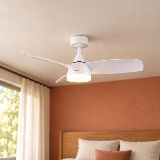 Ventilatore da soffitto con luce led 20w cct 2700k 6500k con telecomando bianco con 3 pale