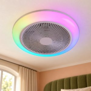 Ventilatore da soffitto con luce led 20w cct 3000k 6500k rgb con telecomando bianco
