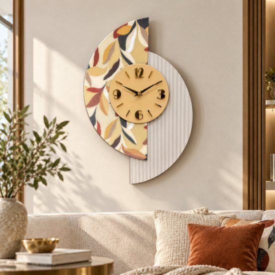 Orologio da parete moderno carta da parati dettagli oro lucido