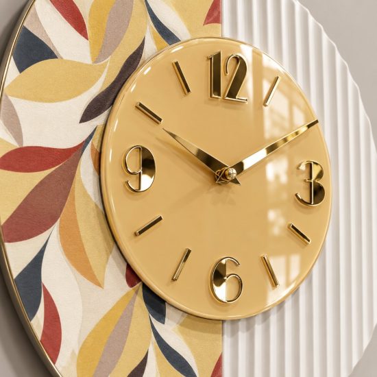 Orologio da parete moderno carta da parati dettagli oro lucido