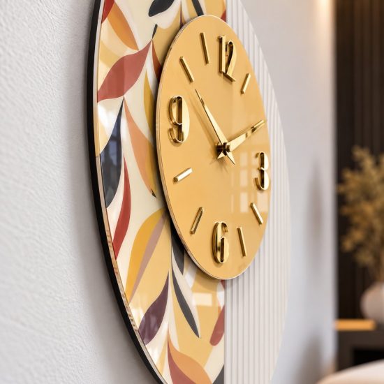 Orologio da parete moderno carta da parati dettagli oro lucido