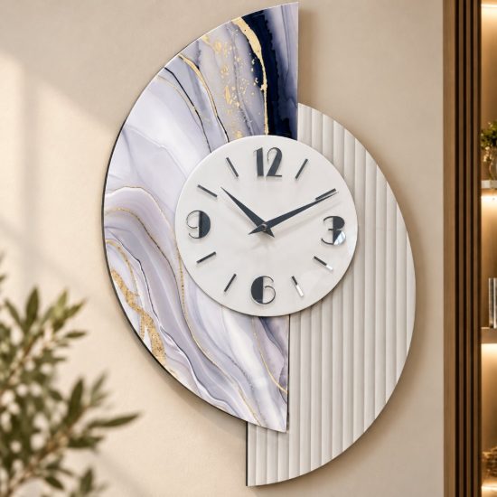 Orologio a parete design moderno carta da parati e resina per cucina