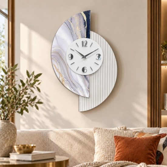 Orologio a parete design moderno carta da parati e resina per cucina