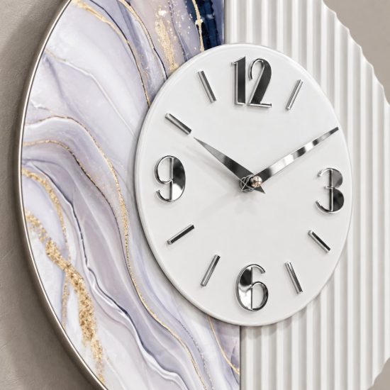 Orologio a parete design moderno carta da parati e resina per cucina