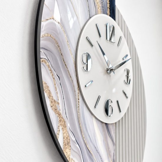 Orologio a parete design moderno carta da parati e resina per cucina