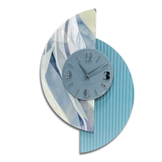 Orologio a parete moderno carta da parati e resina blu per cucina moderna