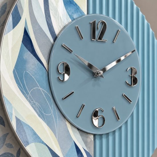 Orologio a parete moderno carta da parati e resina blu per cucina moderna