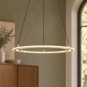 Lampadario per soggiorno led 38w cct 2700k 6500k con telecomando ad anello motorizzato tortora
