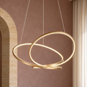 Lampadario a sospensione led 52w cct 2300k 3000k 4000k per sala da pranzo moderno a filo curvo oro